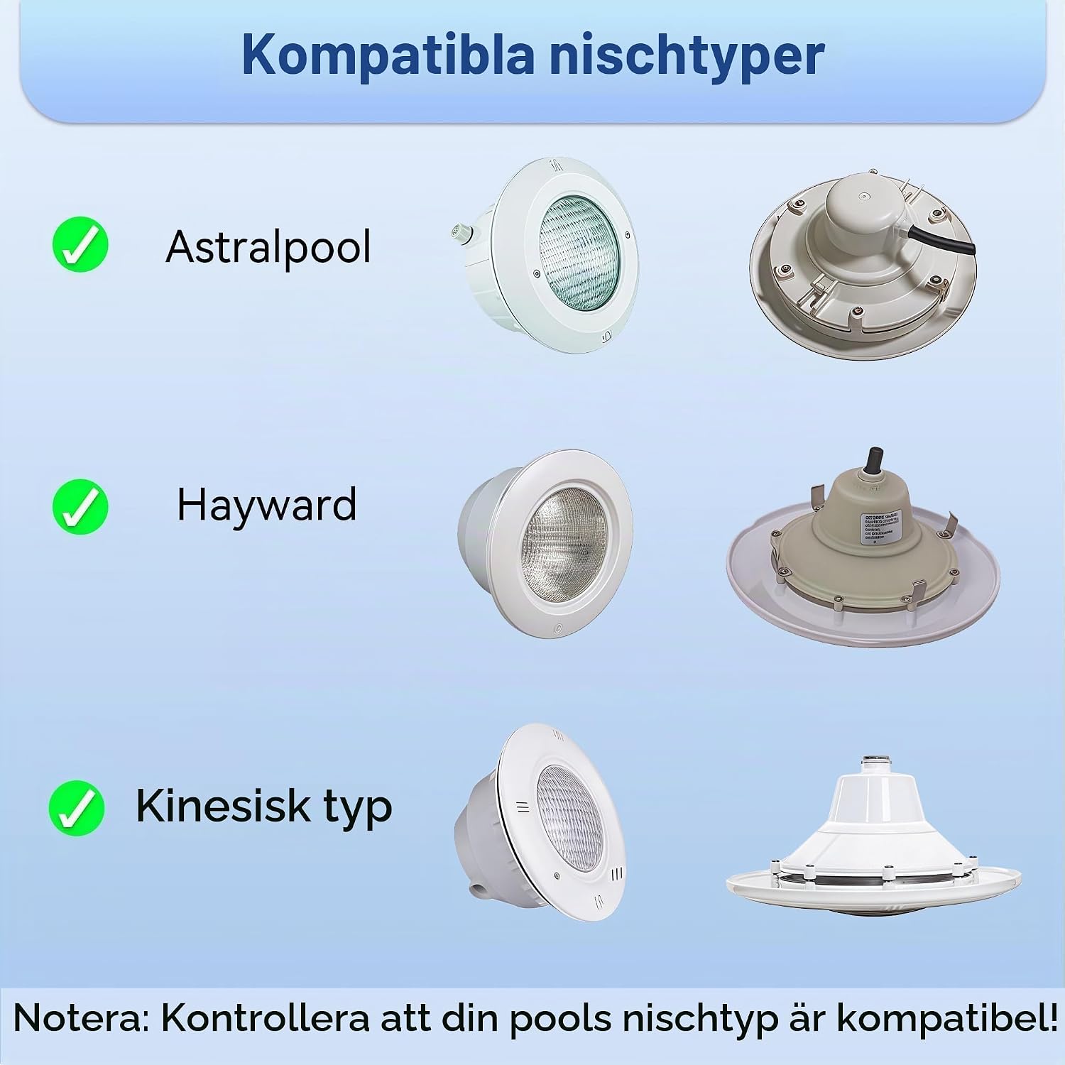 Detalle 2 de LyLmLe R-PL01-S35W-CW PAR56 LED-poolbelysning, 3 500 lm och IP68