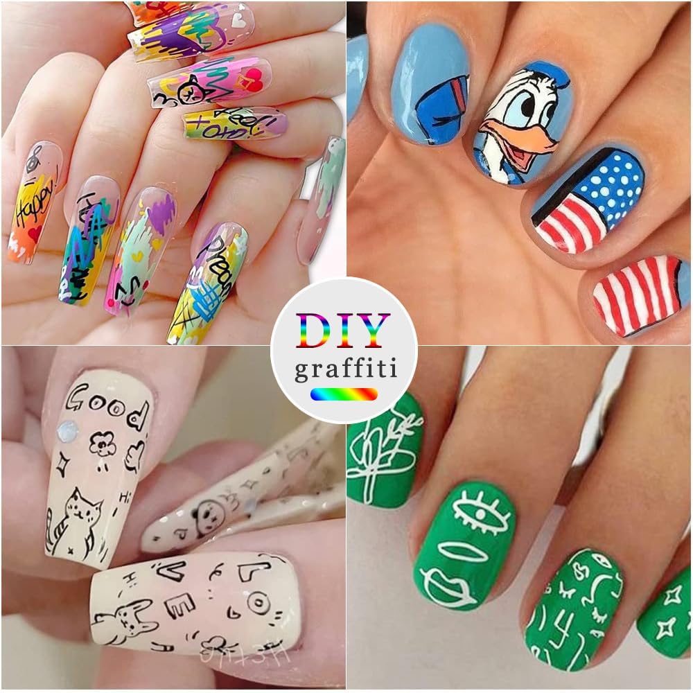 Thumbnail 3 de ZEOHBETY nailartpennen, 12 kleuren, punt van 0,7 mm