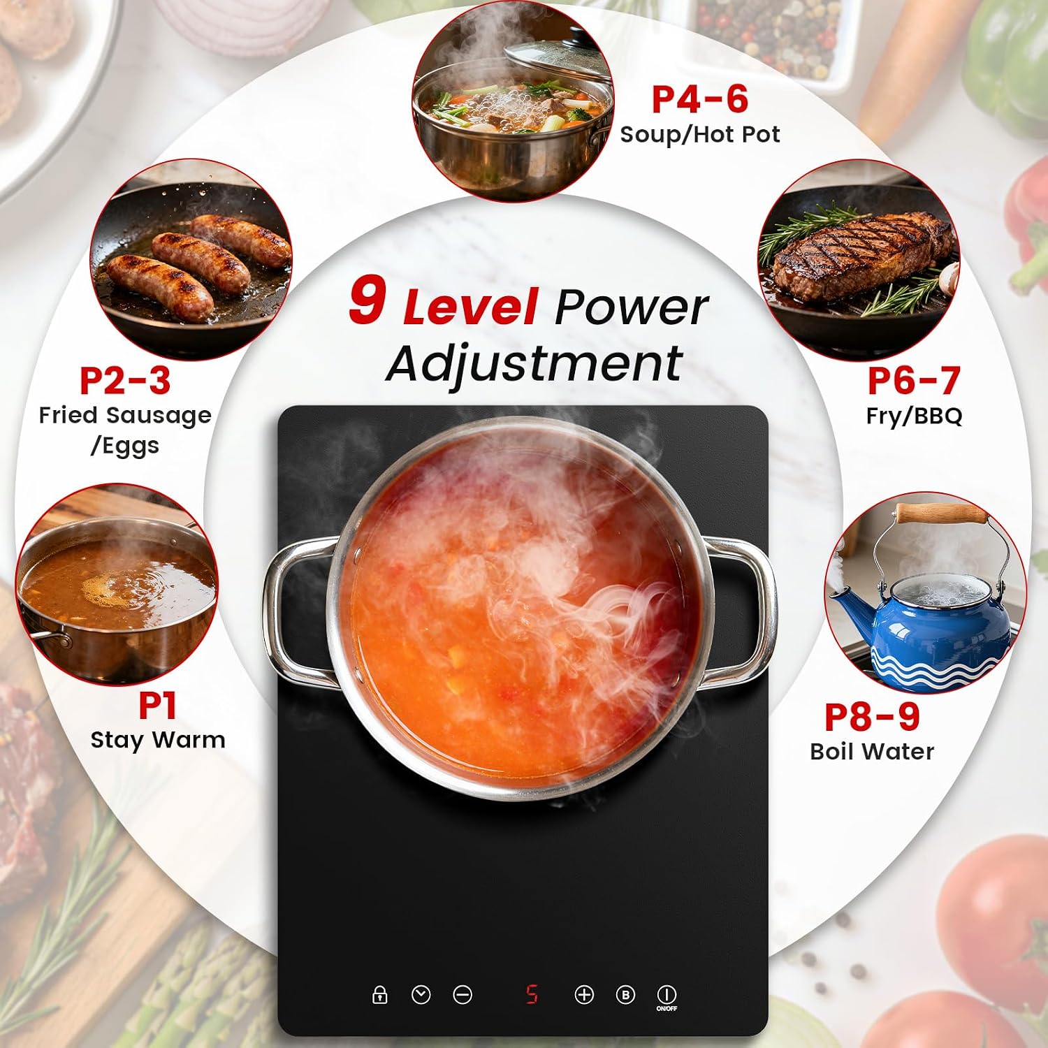 Thumbnail 6 de BOOVAL PIH201T Single Induction Hob (Black) – 2000W Portable Induction Cooker