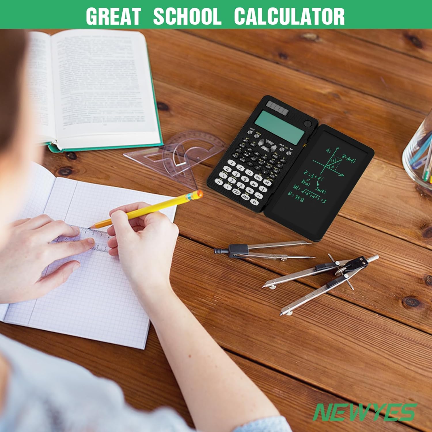 Thumbnail 5 de NEWYES 82MS PLUS Edition: Practical 240‑function Scientific Calculator with Writing Tablet (2-Line Display) for Secondary School