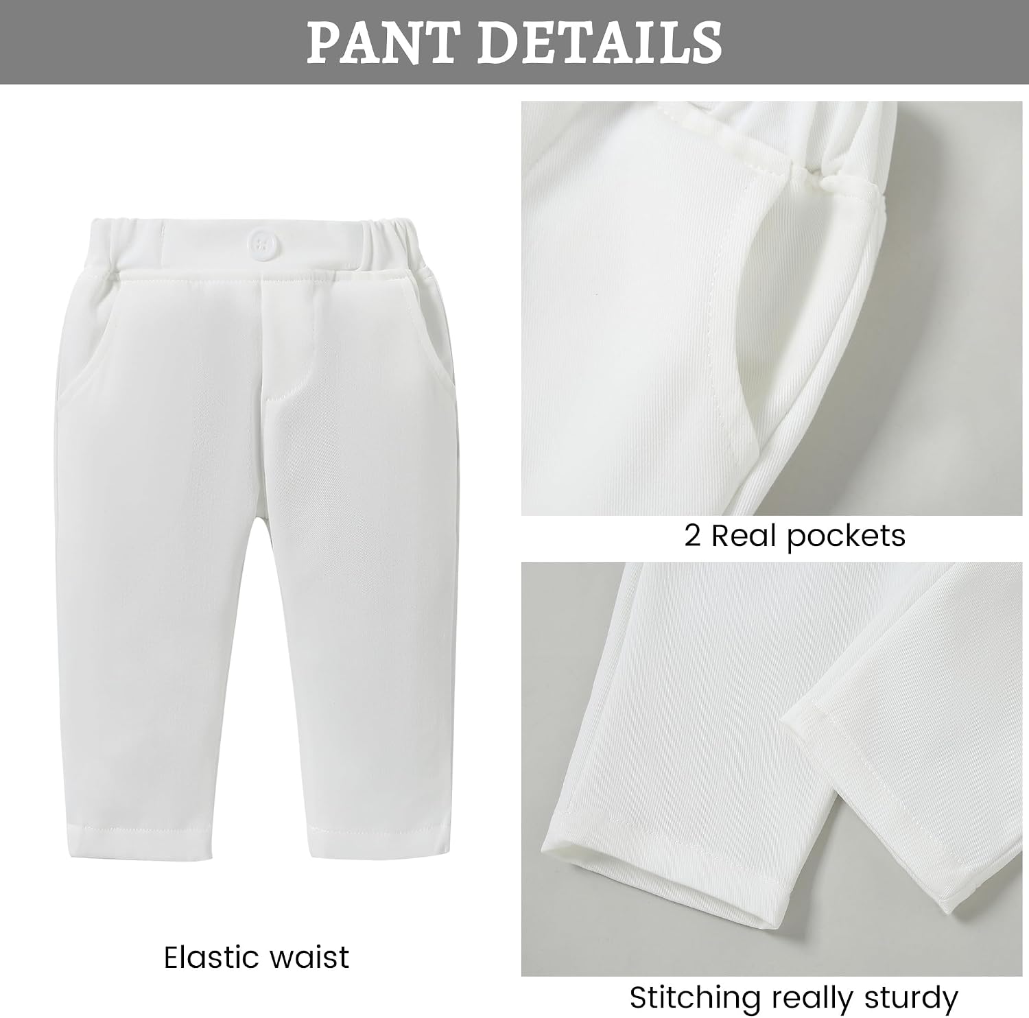 Detalle de ZOEREA Baby Jungen Gentleman Anzug-Set (0–18 Monate) für Hochzeit, Taufe & Festlichkeiten