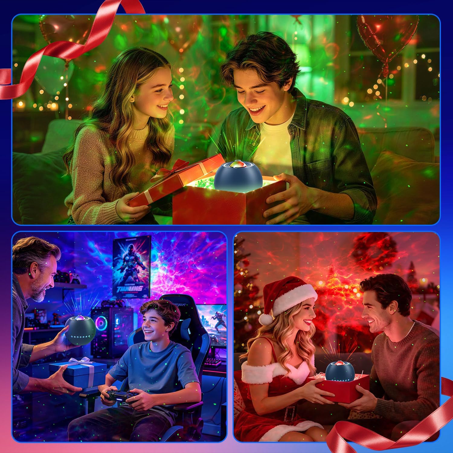 Detalle 1 de One Fire WH-E14A Galaxy Projector with Green Stars, Bluetooth and White Noise