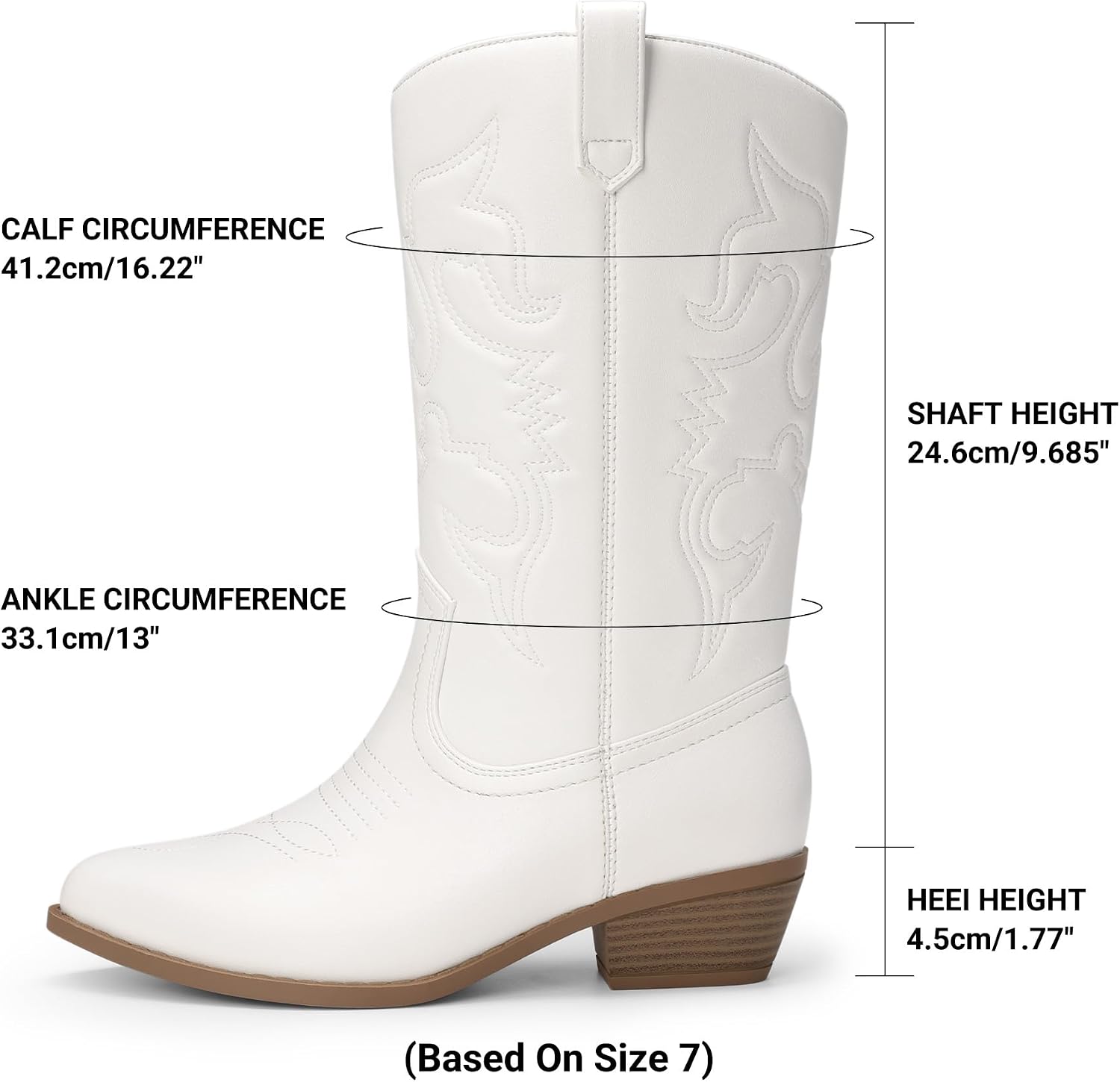 Detalle de DREAM PAIRS Women's Western Boots, Mid-Calf