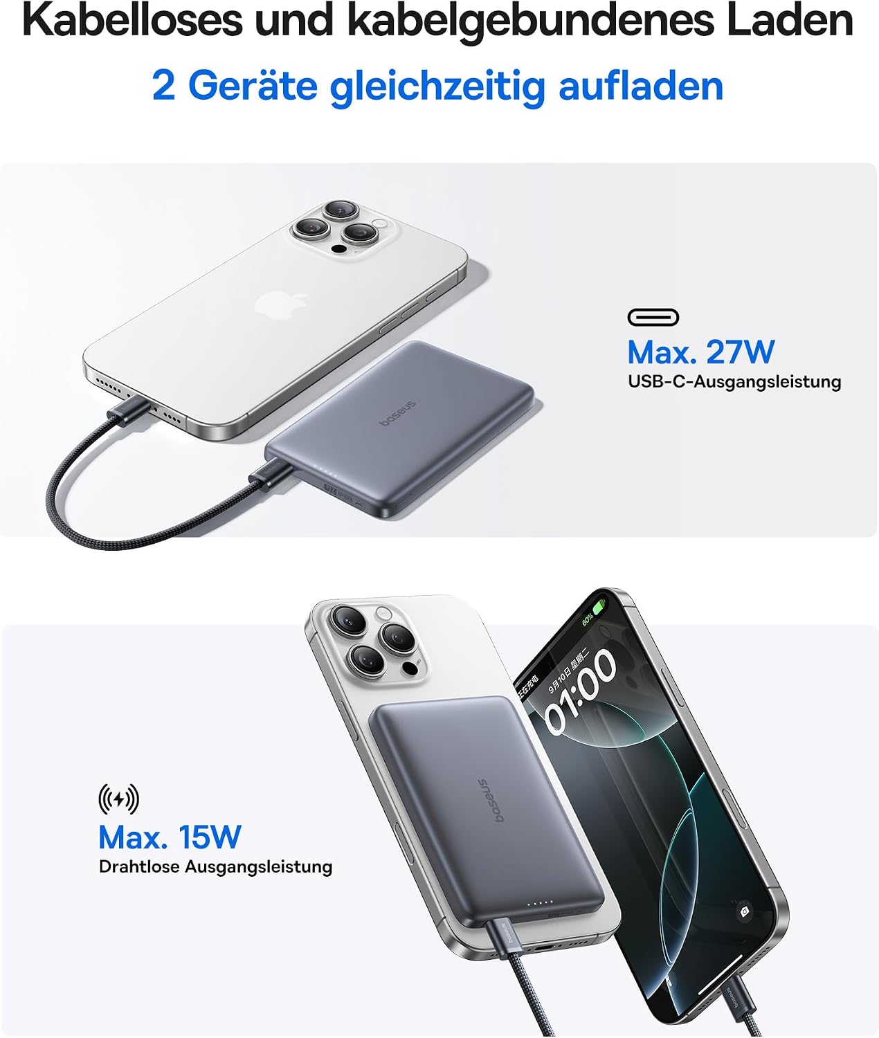 Thumbnail 4 de Baseus Picogo AM41 Power Bank 10000mAh – MagSafe Qi2 15W, 27W PD, ultraschlank
