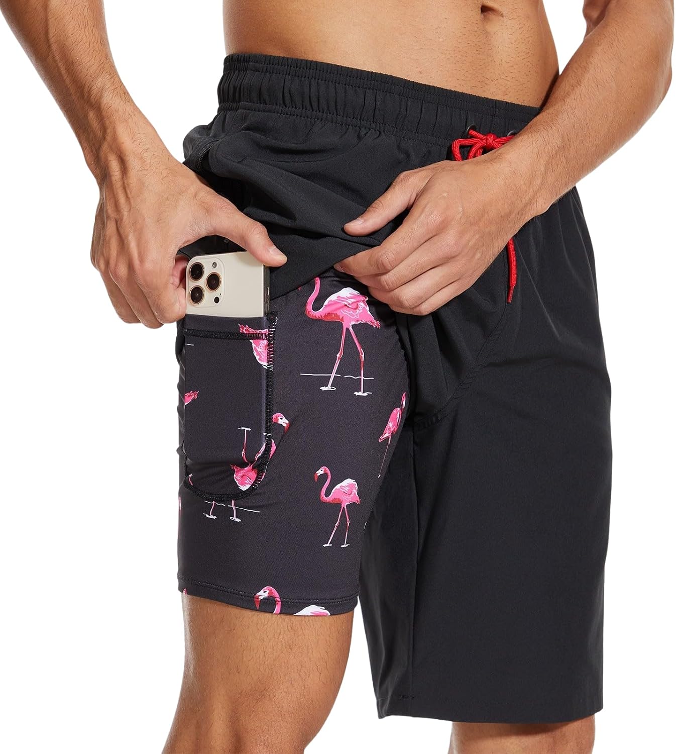Detalle de Arcweg Men's 2-in-1 Long Length Swim Shorts with Compression Lining