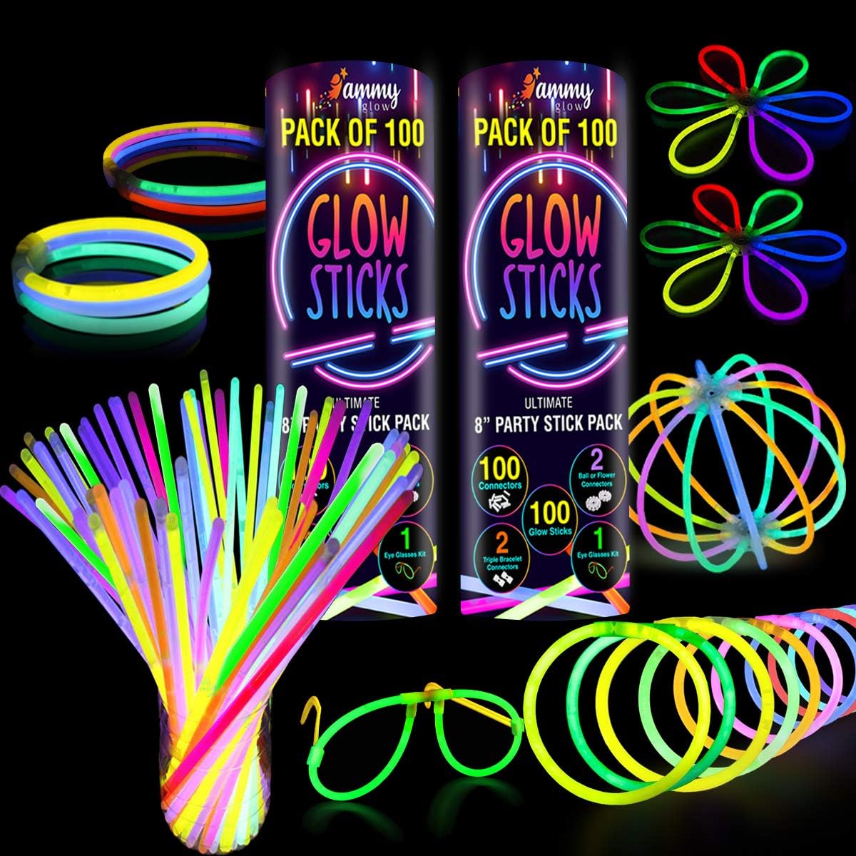 Detalle 2 de Glow Sticks 100 pack 8 inch