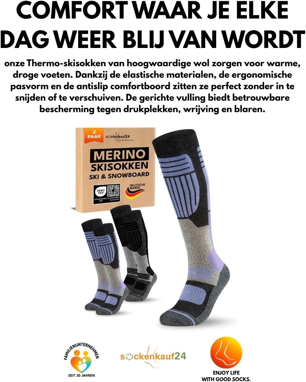 Thumbnail 5 de sockenkauf24 Merino skisokken voor dames, 2 paar
