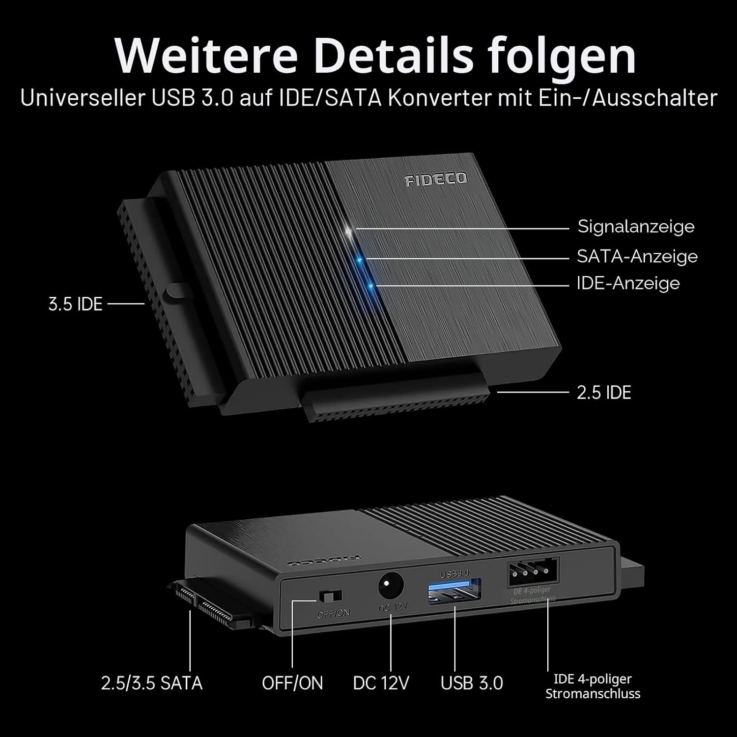 Thumbnail 6 de FIDECO IDE und SATA Adapter 24 TB Festplattenadapter 💽