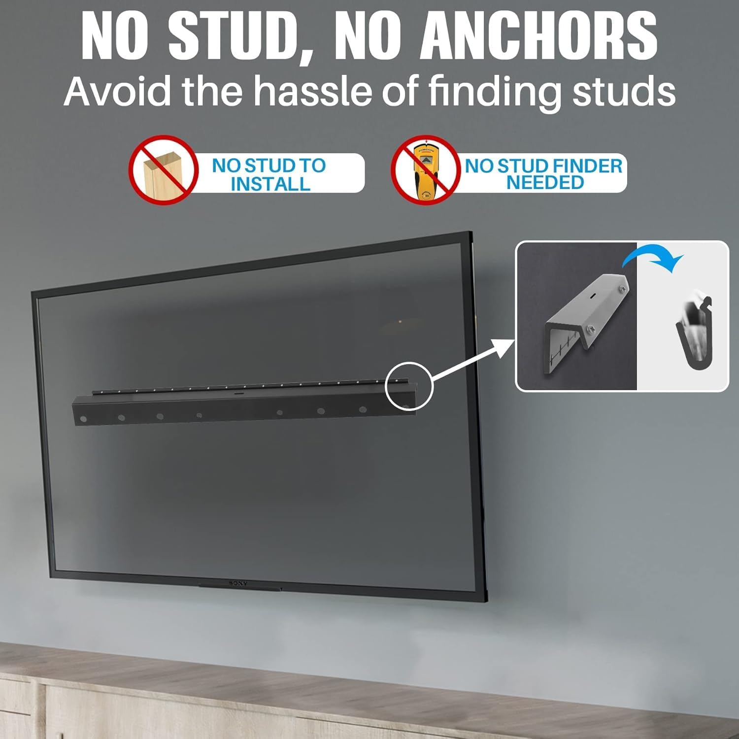 Thumbnail 1 de Aetubree Studless Drywall TV Mount (No Drill) for 32–75 inch TVs, VESA up to 600x400mm