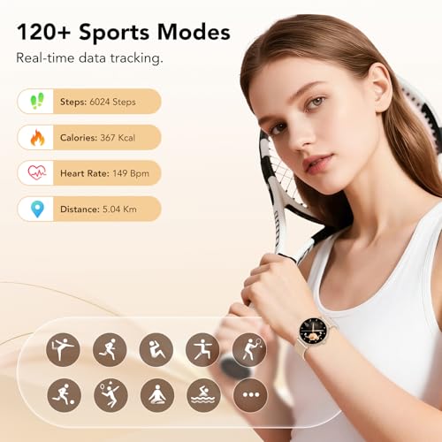 Detalle de Taopodo JX523 Damen Smartwatch – 1,27-Zoll AMOLED, IP68, 120+ Sportmodi, Roségold