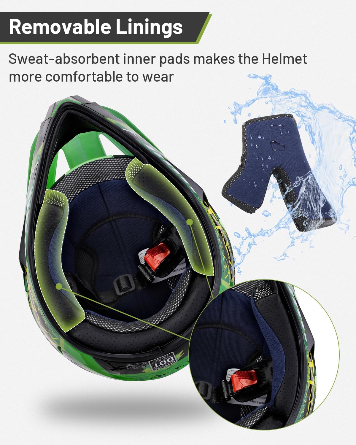 Detalle de DOT Youth Dirt Bike Helmet with Goggles & Gloves for 5-14 Years Old