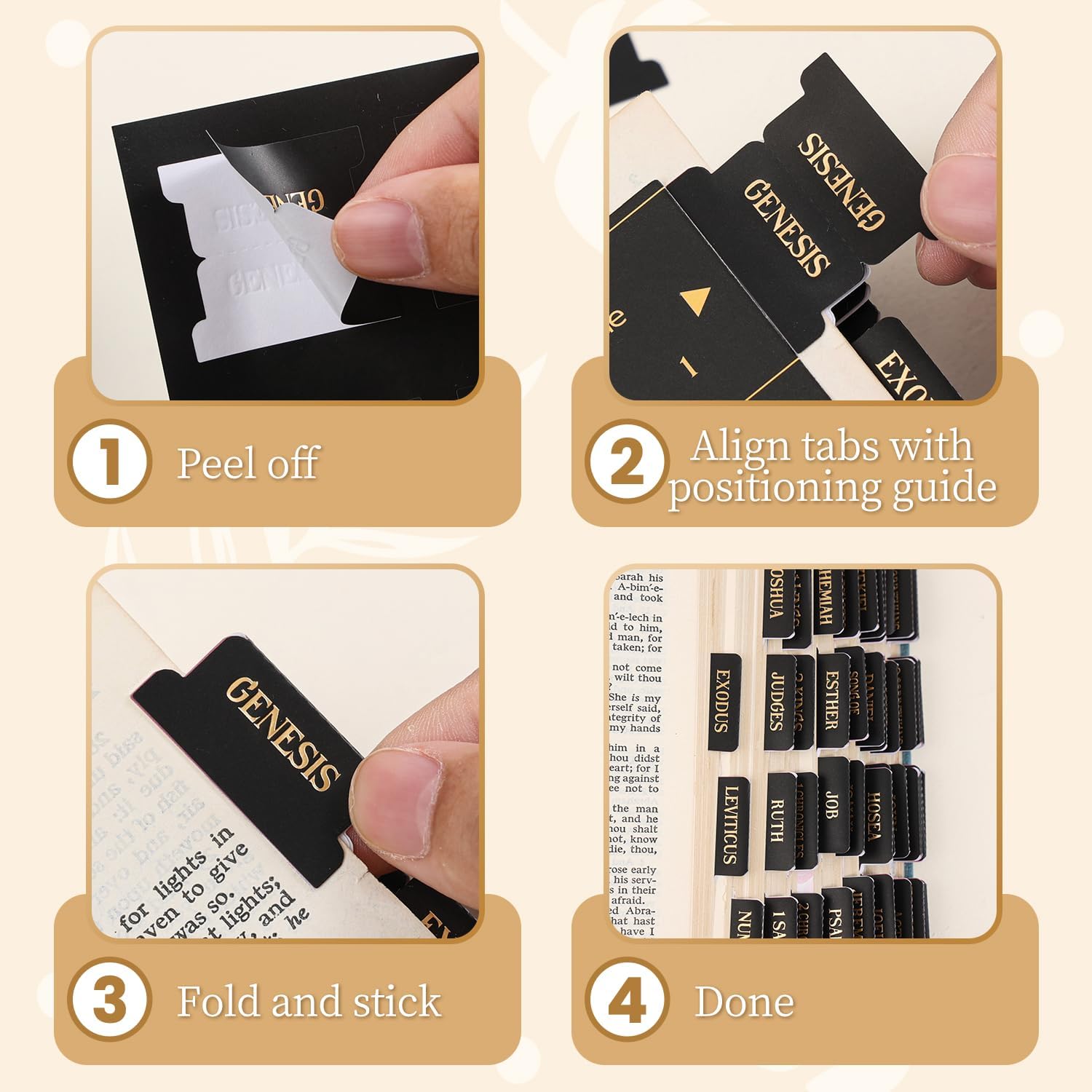 Thumbnail 5 de VYRANA LLSYT-Black Bible Tabs, Laminated Black Vinyl with Gold Foil Lettering