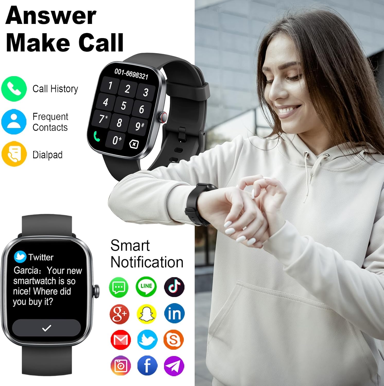 Detalle de Soudorv Smart Watch (2026) 1.91" HD Bluetooth 5.4 Calling with SpO2, Heart Rate & Sleep Monitoring