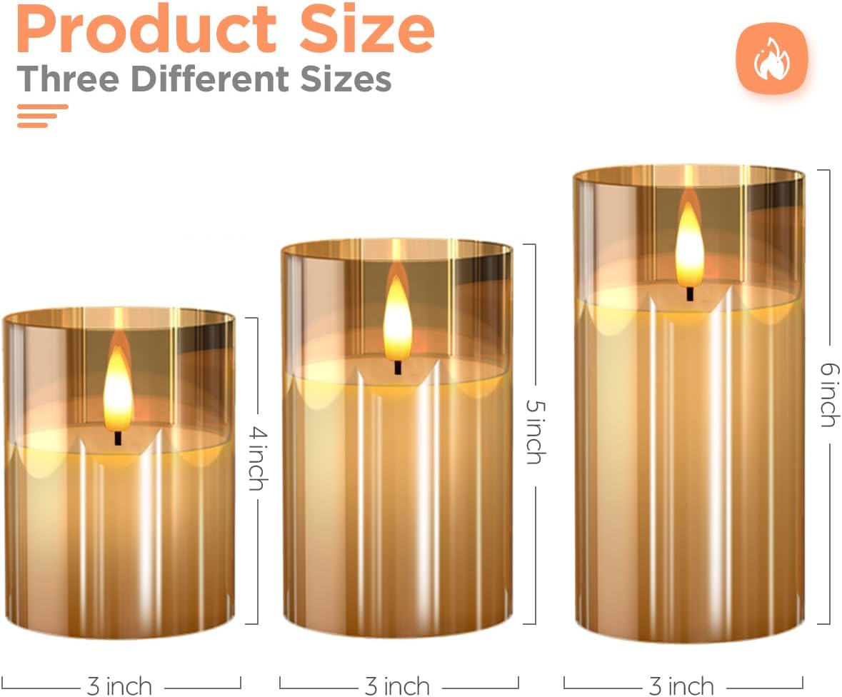 Thumbnail 4 de Tyawon Glass Flameless LED Candles Pack of 3 🕯