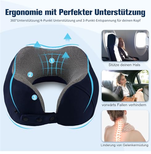 Thumbnail 7 de Cирorld Nackenkissen Flugzeug: Verstellbares Memory Foam Reisekissen mit Bambusbezug