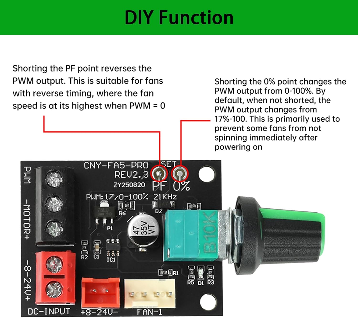 Thumbnail 2 de Aideepen 4-pins PWM-ventilatorregelaar, 8–24 V, 5 A, set van 2