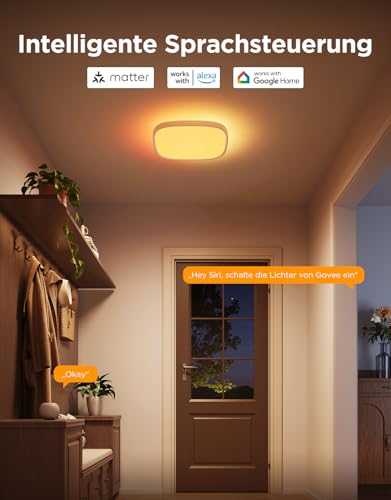 Detalle de Govee Deckenleuchte RGBIC 24W – 2400 lm, 30×30 cm, smarte LED-Deckenlampe