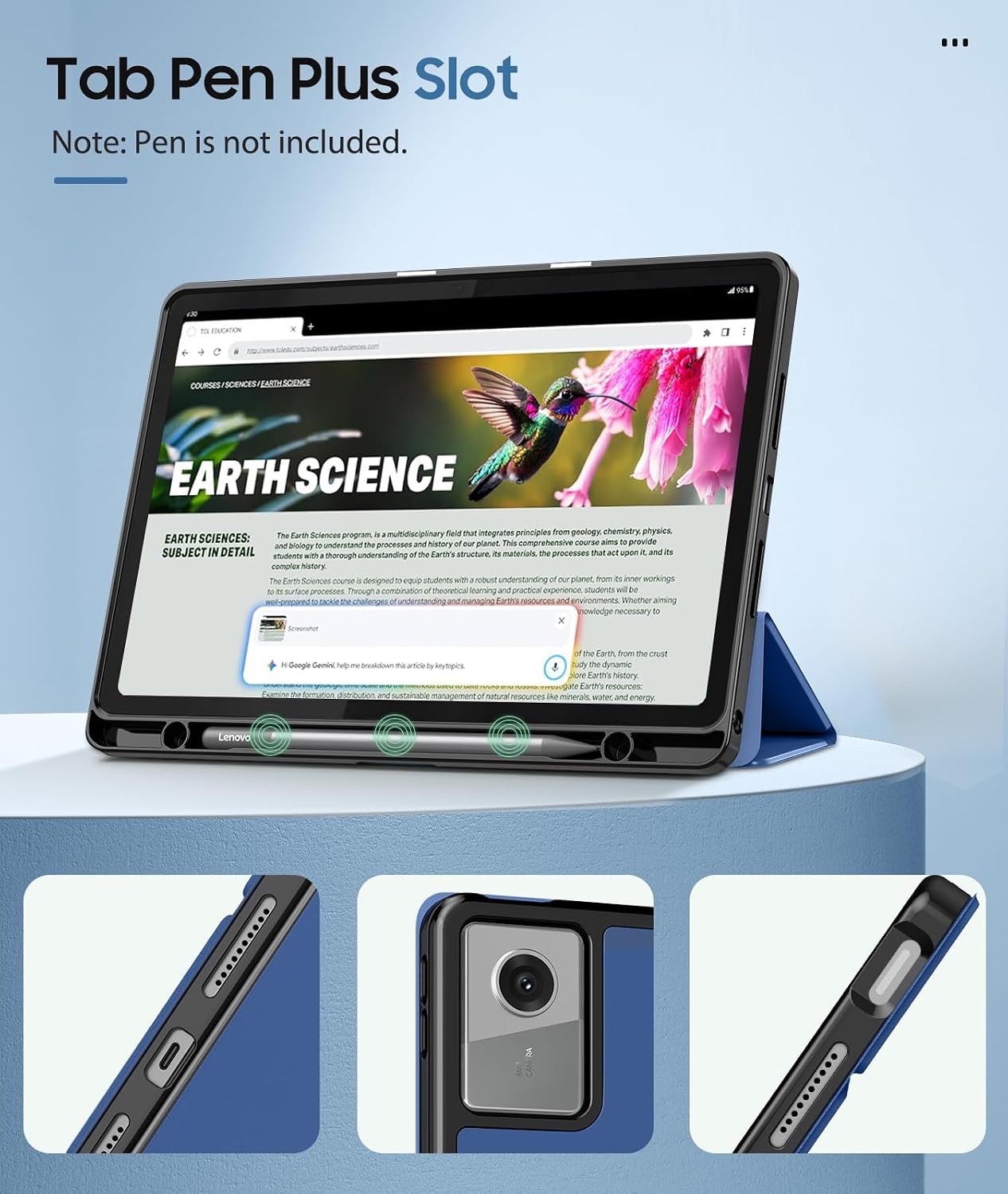 Detalle de MoKo Cover Lenovo Idea Tab 11 (2025) – Custodia ultrafine con porta penna, stand trifold e auto wake/sleep
