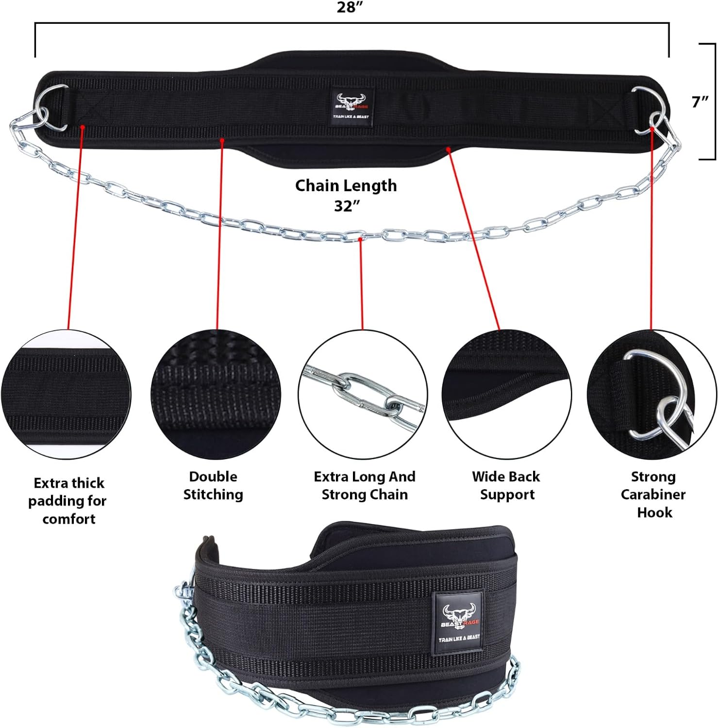 Detalle 2 de BEAST RAGE Dip Belt 36 inch