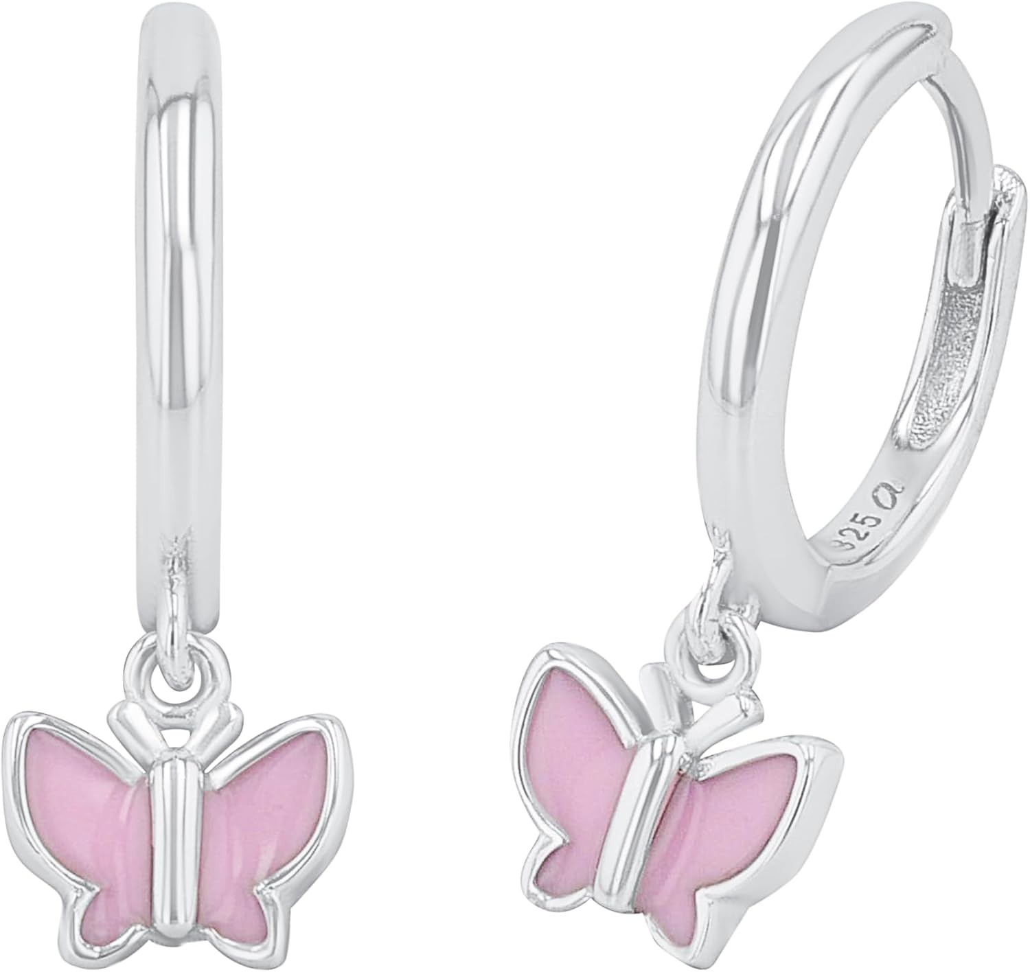 Detalle de Prinzessin Lillifee Creolen 925 Sterling Silber – Schmetterling, Zirkonia, Geschenkbox