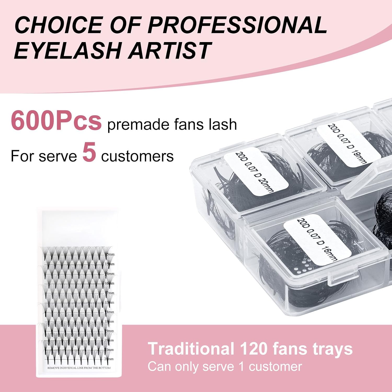 Detalle 1 de FADLASH 20D Premade Fans 600 pcs 💄