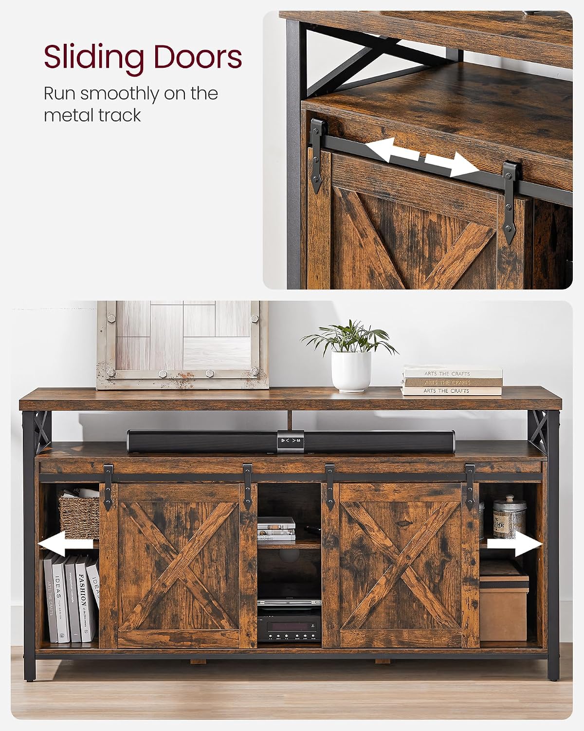 Detalle 1 de VASAGLE Daxton Collection LTV071B01V1 TV Unit with Sliding Doors and Shelves