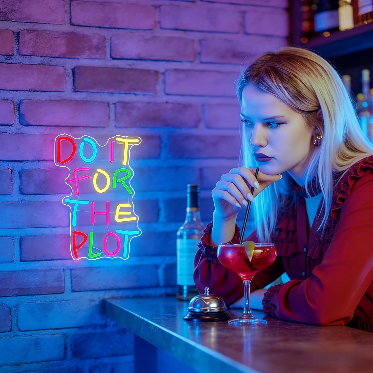 Detalle de Do It For The Plot Neon Schild – LED Neon Sign 40×28 cm, USB betrieben