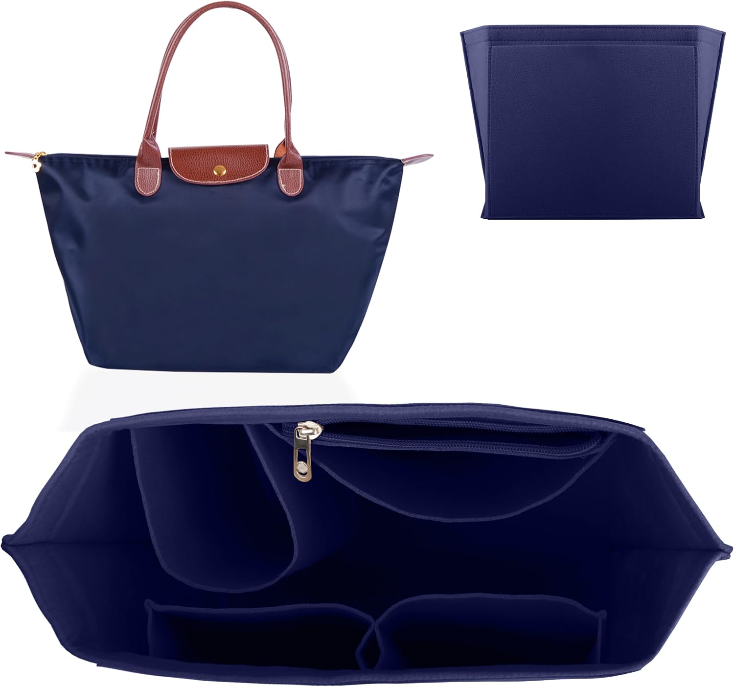 ZhengYue Bag Organizer Insert for Longchamp Le Pliage – Felt Purses with 7 Pockets
