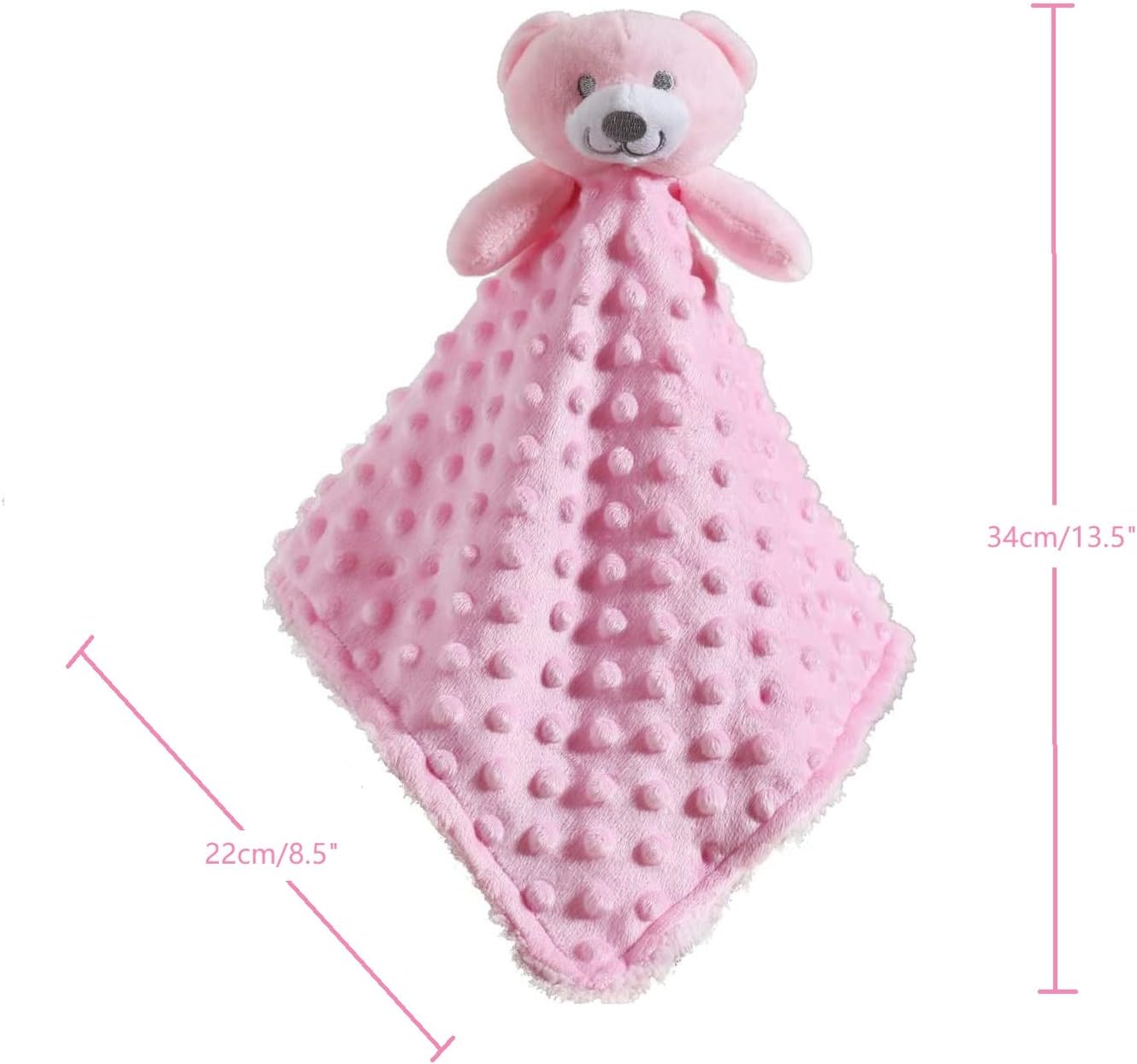 Thumbnail 2 de CREVENT Soft Plush Animal Face Security Blanket (Pink Bear + Tag) – Safe, comforting security blanket for babies and toddlers