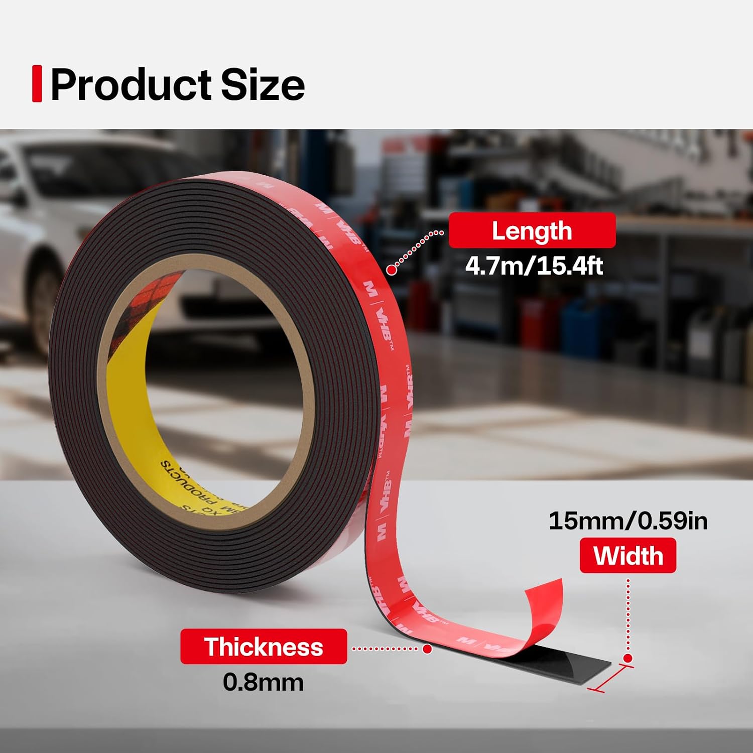 Detalle de FIXCHORD Double Sided Tape Heavy Duty – extra strong waterproof mounting tape (black)