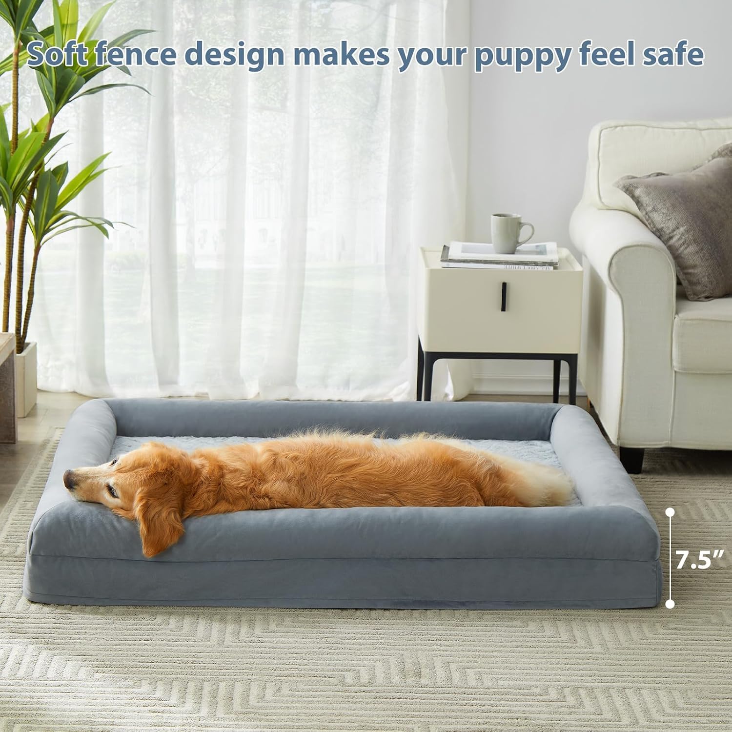 Thumbnail 6 de WNPETHOME XXXL Orthopedic Dog Bed with Memory Foam and Bolster Sides
