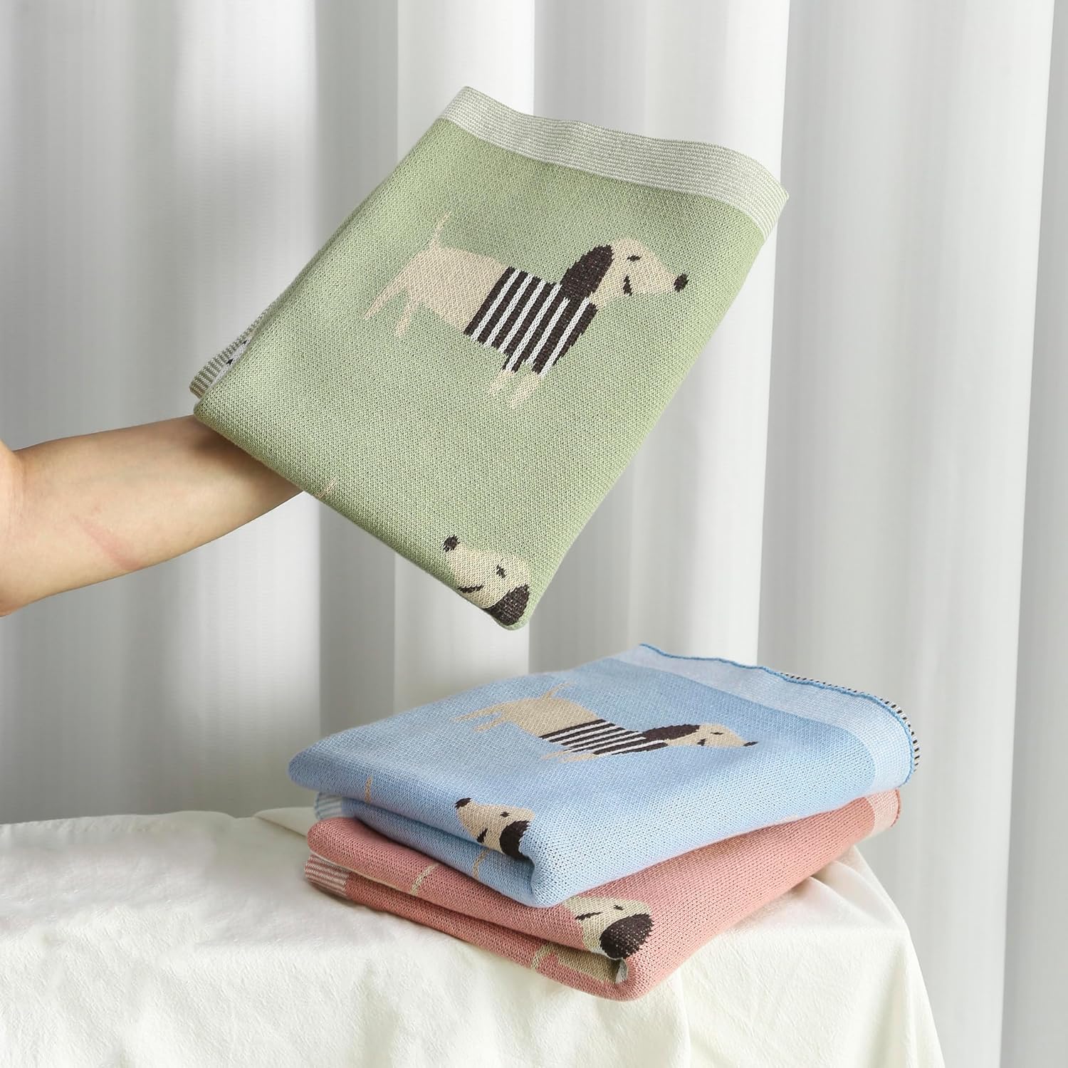 Thumbnail 4 de Loyfoky 100% Cotton Dachshund Baby Blanket – 40x30in breathable swaddle for newborns