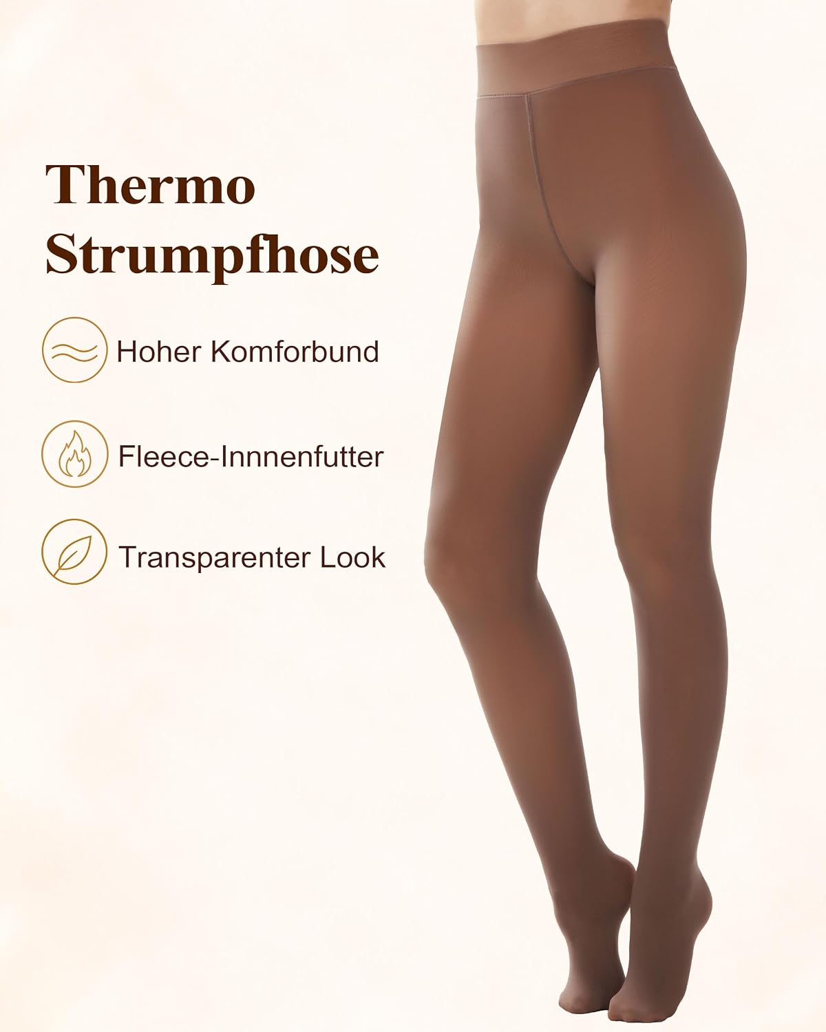 Detalle de DUCMODA fleecegevoerde panty met hoge tailleband en doorschijnende look