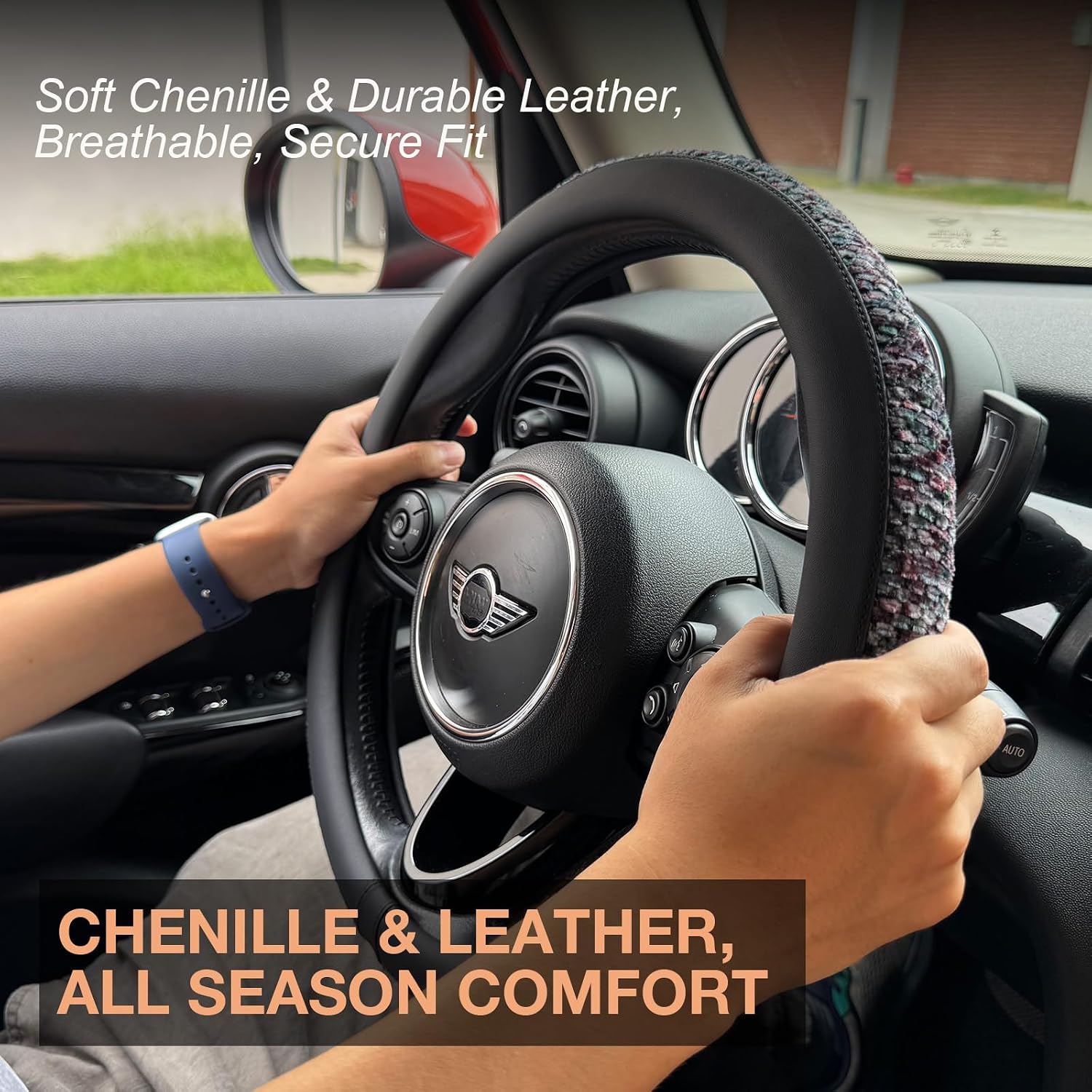 Detalle 2 de PINCTROT Steering Wheel Cover, 15.75-Inch