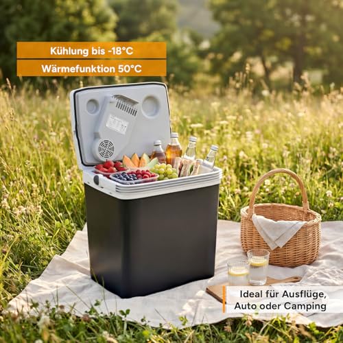 Thumbnail 2 de TZS First Austria Thermoelektrische Kühlbox 32L – 18°C Kühlleistung, 230V/12V/USB-C PD 3.0 – Mobile Minibar für Auto & Camping, Schwarz/Grau
