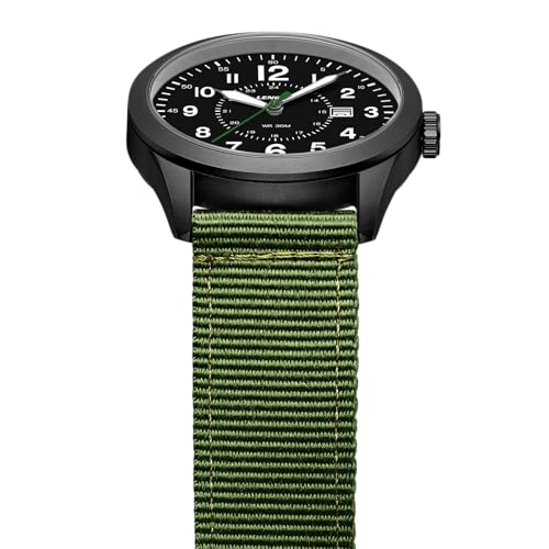Detalle de LN LENQIN Orologio Uomo Militare Analogico Quarzo Impermeabile – 42 mm, cinturino in nylon