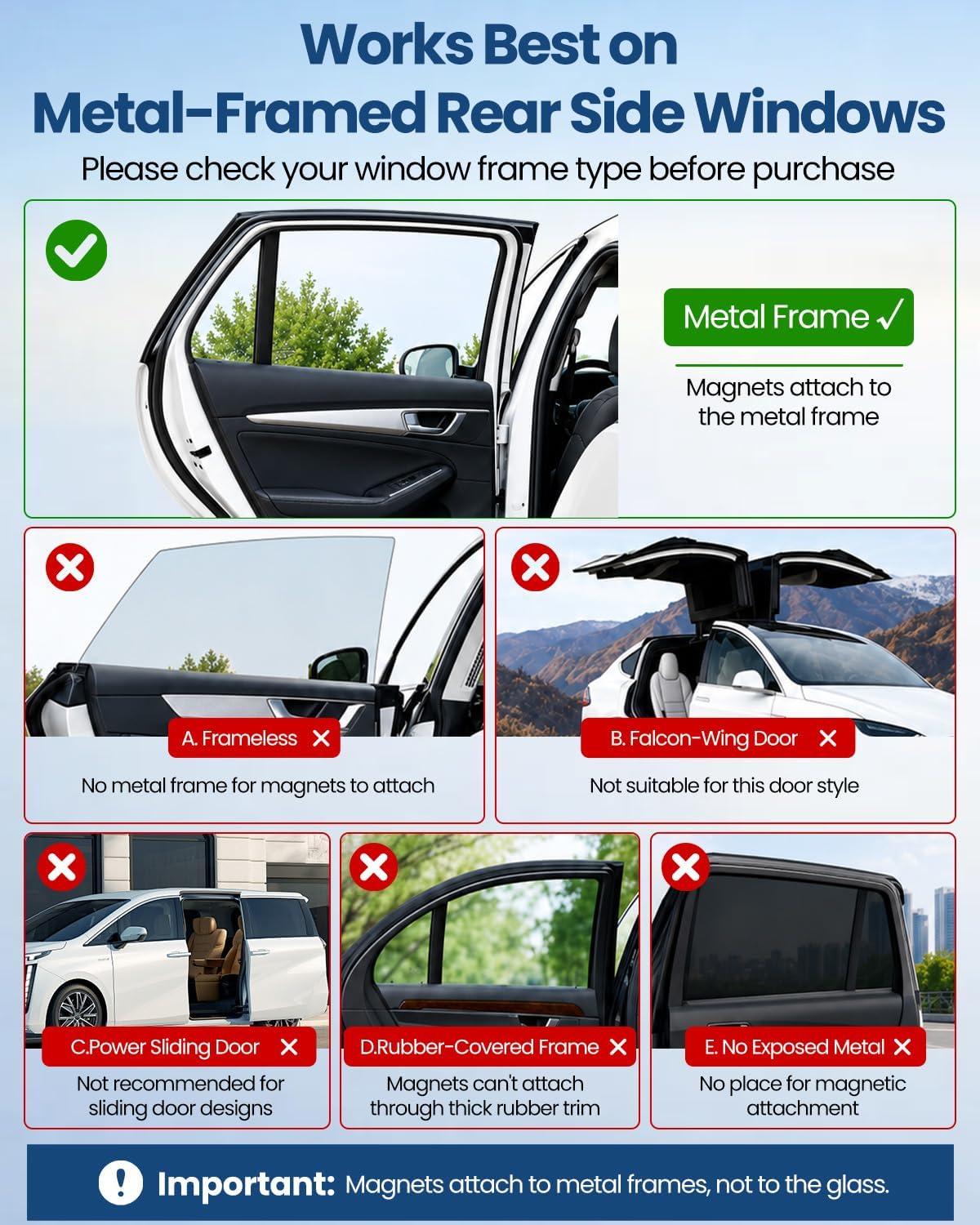 Detalle 2 de PEMOTech Sonnenschutz Auto Baby – 2 Stück magnetisch, UV-Schutz 99%