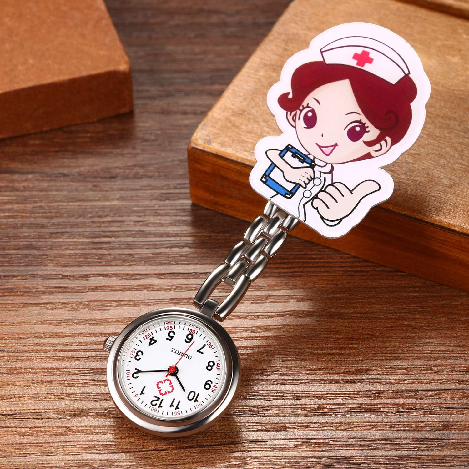 Detalle de Avaner Krankenschwesteruhr Cartoon Taschenuhr mit Clip – Präzise Quarzleistung, spritziges Design für Pfleger:innen