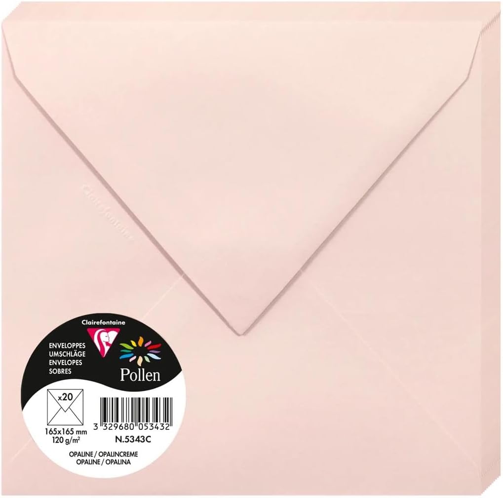 Thumbnail 6 de Clairefontaine 50033C – Paquet de 20 enveloppes gommées, format carré 16,5x16,5 cm, 120 g/m² – Gamme Pollen