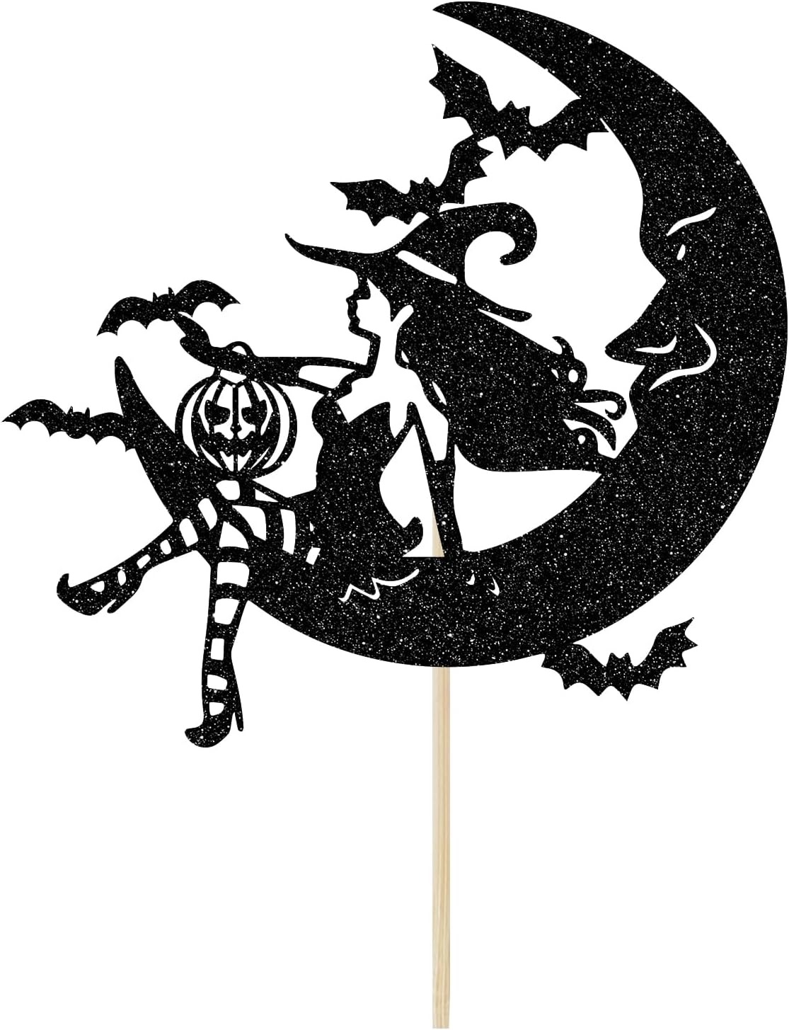 Detalle de Witch Cake Topper in Black Glitter
