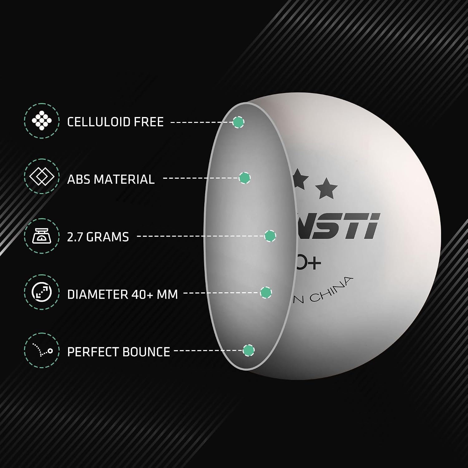Detalle de SPINSTI Premium Table Tennis Balls 40 mm