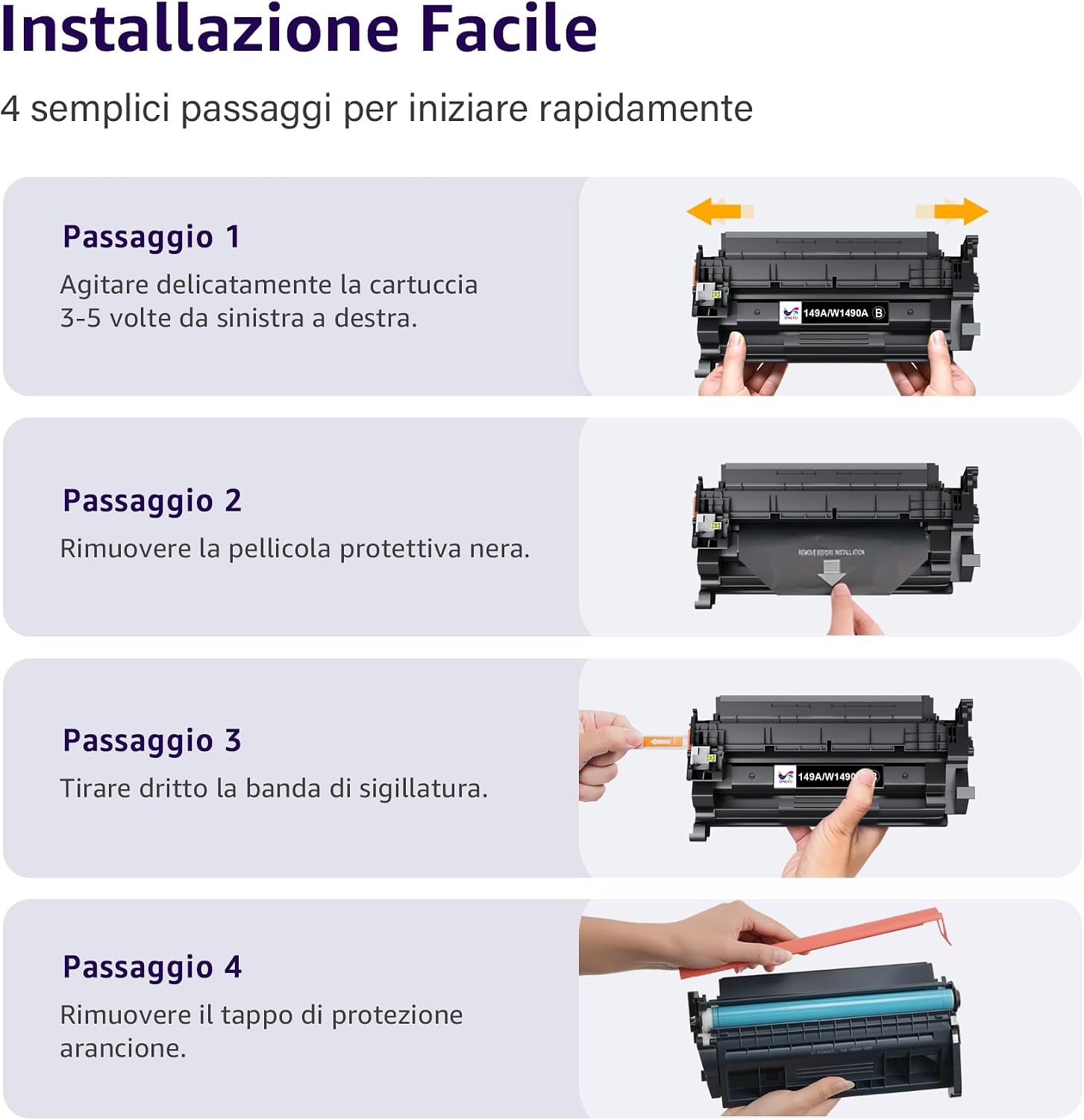 Detalle de ONLYU 149A W1490A Toner nero compatibile con chip per HP LaserJet Pro 4002 e MFP 4102 (1 nero)