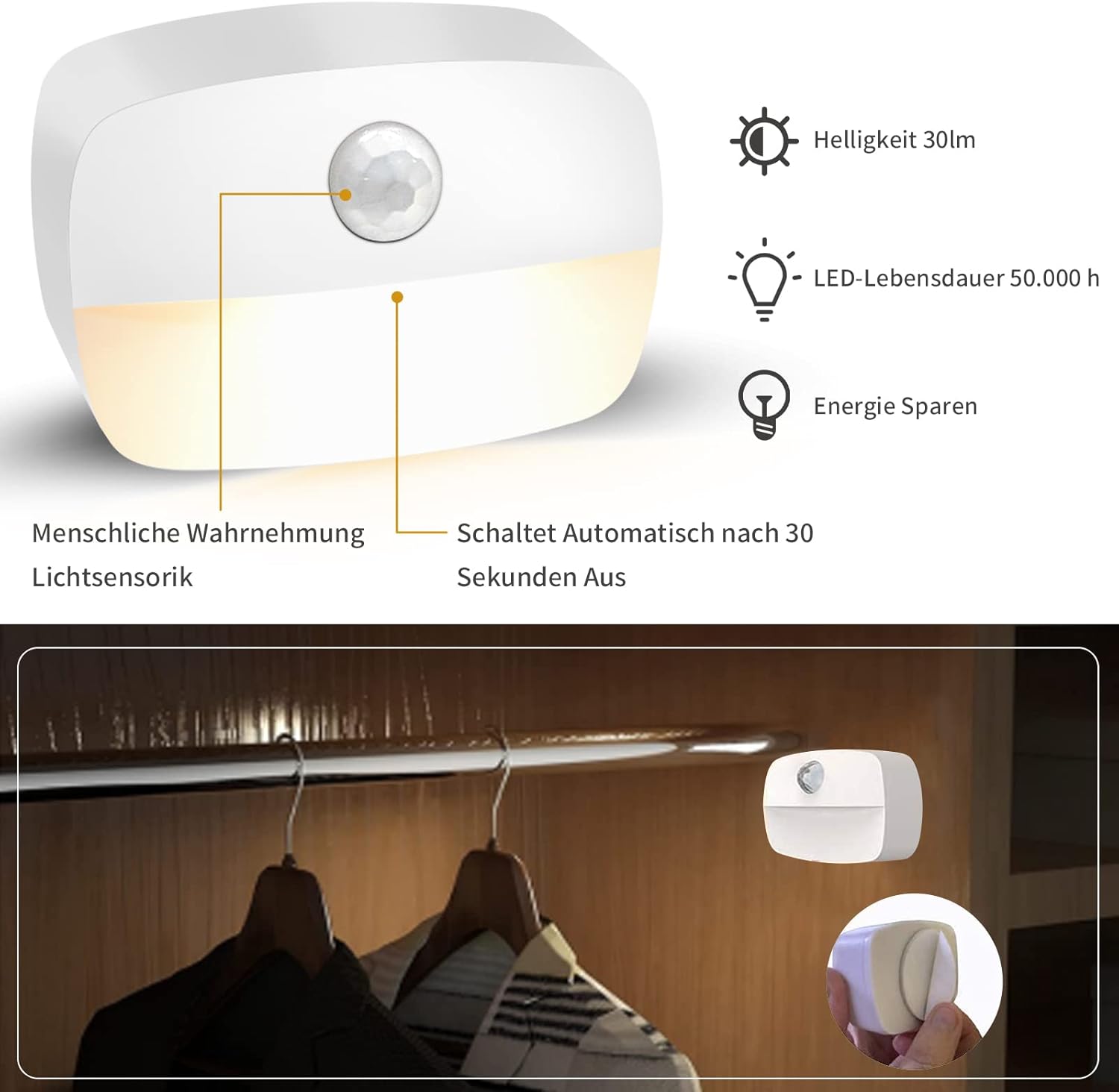 Thumbnail 1 de LED Nachtlicht mit Bewegungsmelder 4er Set