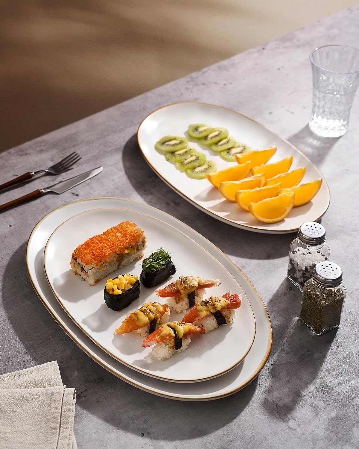 Thumbnail 3 de Famiware Ocean Series Oval Serving Platter Set (15.59, 14.3, 12.9 inches) in Vanilla White