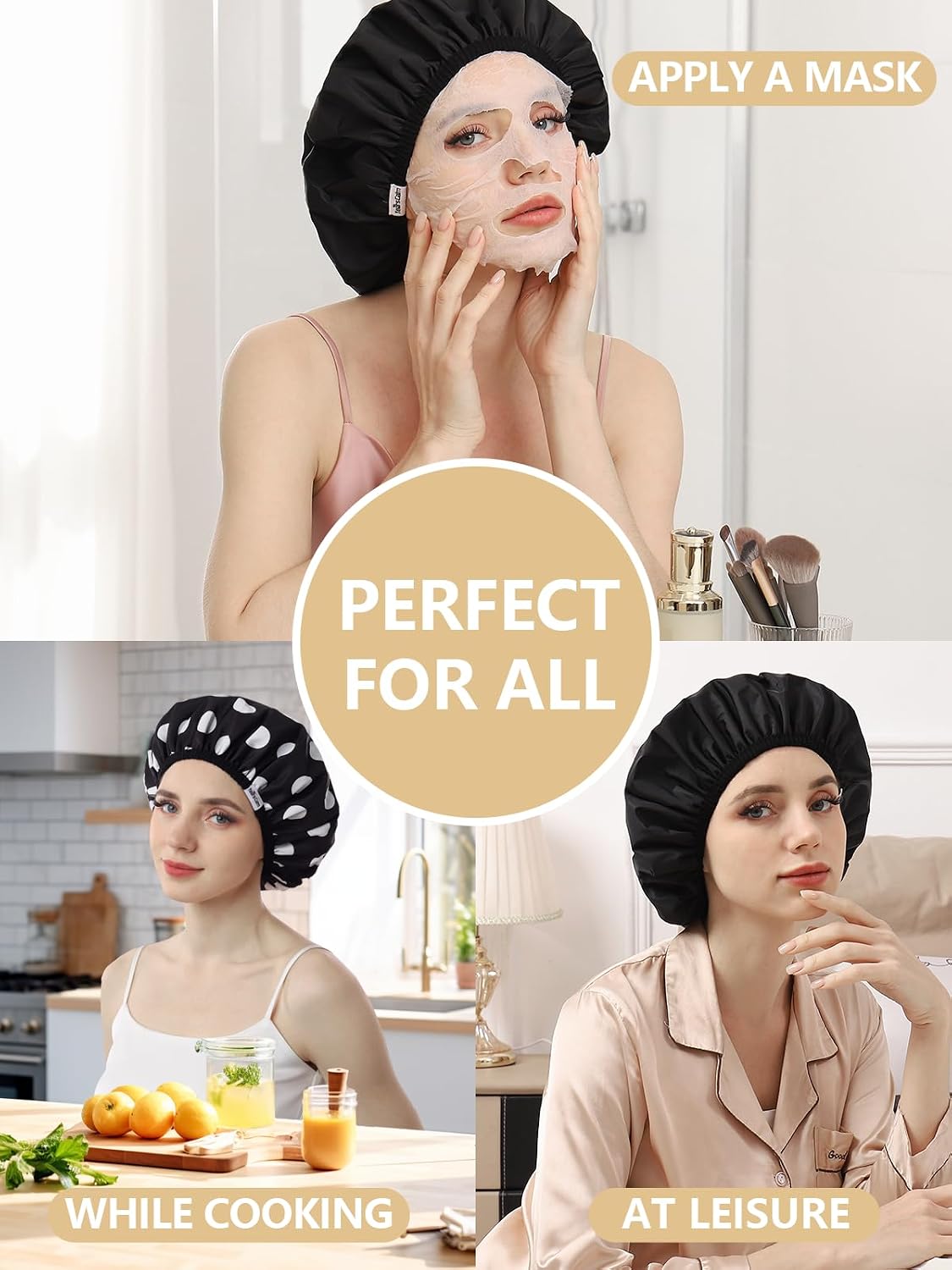 Thumbnail 6 de Years calm Reusable Double-Layer Shower Cap with Reversible Design
