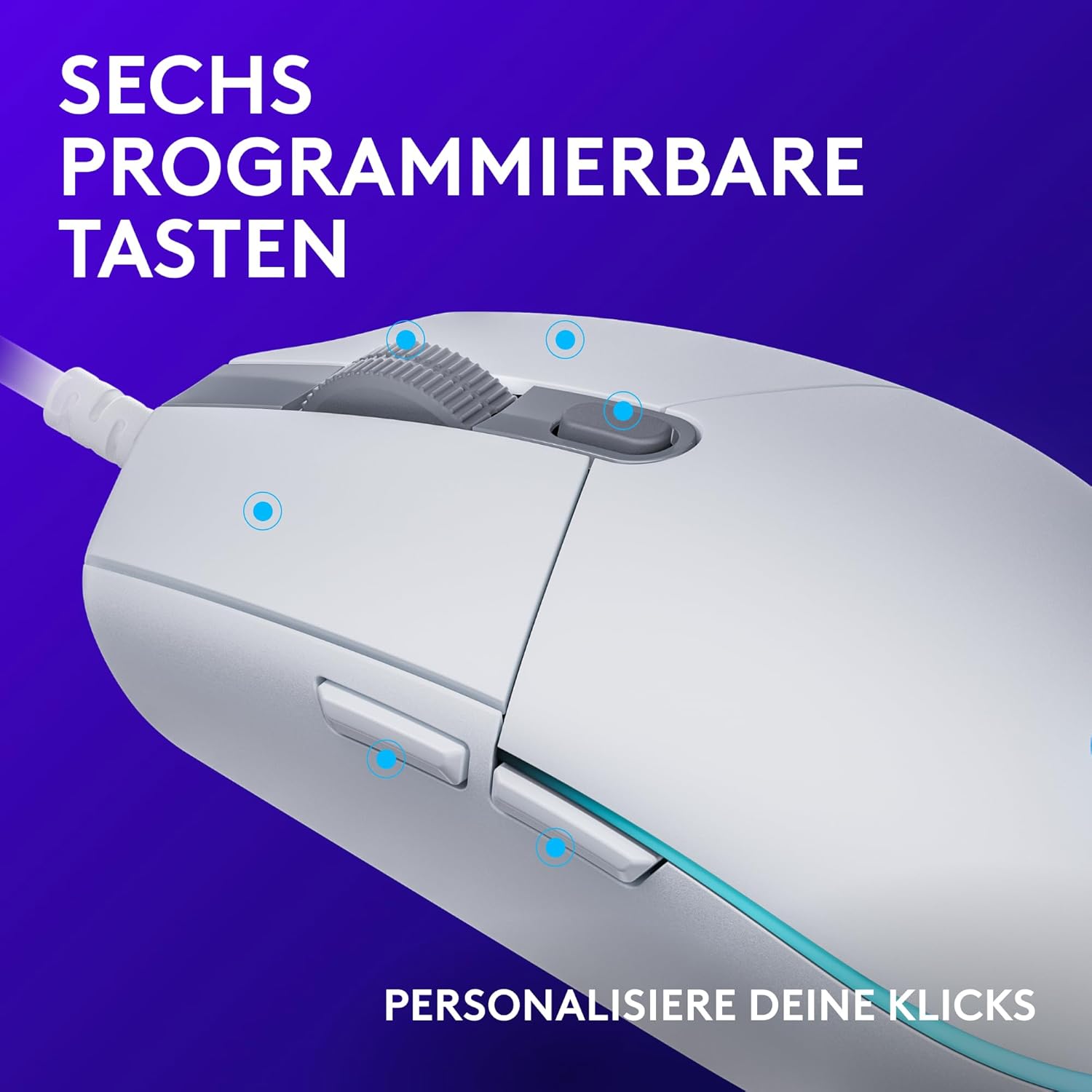 Thumbnail 2 de Logitech G Gaming-Maus G203 in Weiß – präziser Sensor bis 8.000 DPI & anpassbar mit G HUB