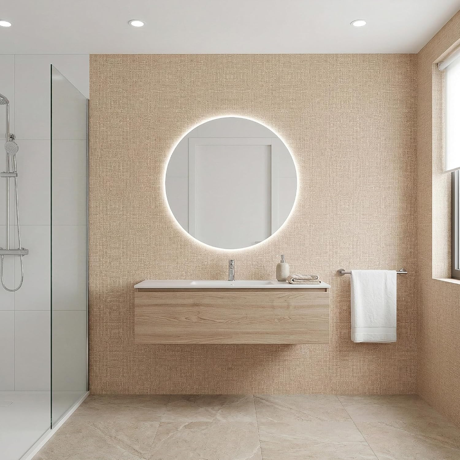 Thumbnail 5 de WADILE WDL-QZ-02-KQ-60-12M Peel-and-Stick Grasscloth Wallpaper, Khaki Vinyl