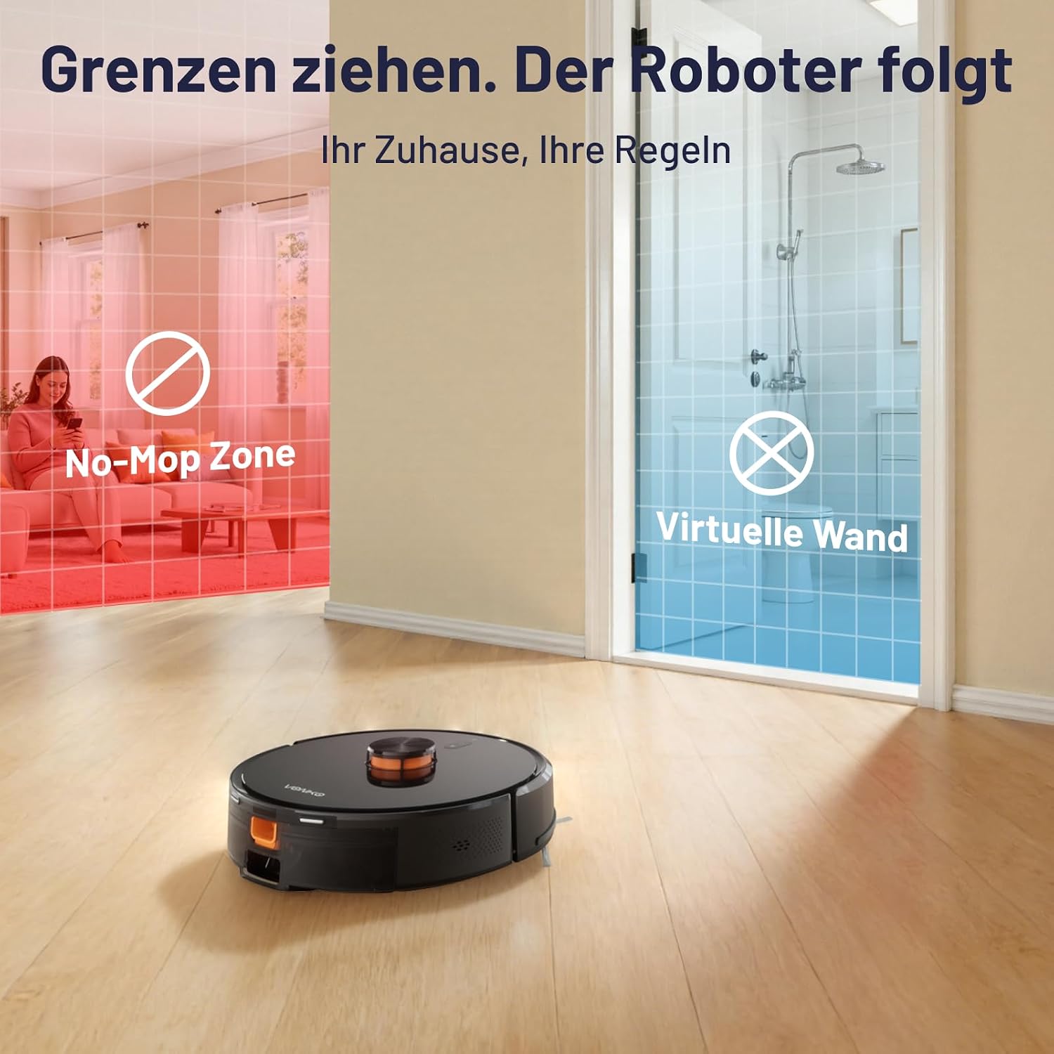 Thumbnail 6 de VONKO S6 Pro Saugroboter mit Wischfunktion und Absaugstation – 8000Pa, LiDAR 2.0, 180 Min., Ideal für Tierhaare