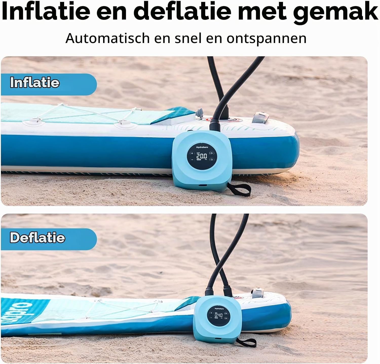 Thumbnail 4 de Hydrohero D18PRO elektrische SUP-pomp, 20 PSI en dubbele pompstand