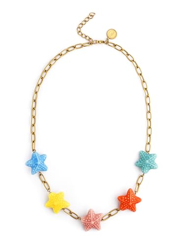 Thumbnail 4 de SINGULARU Collar Mujer Starfish Chic: dorado sobre acero con cerámica multicolor
